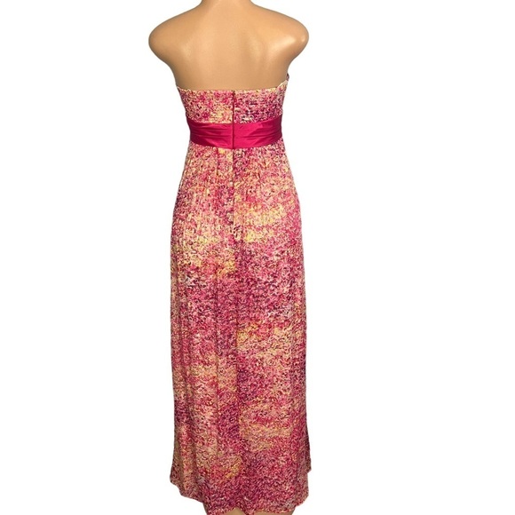 BCBGMaxazria Metallic Silk Kai Begonia Sleeveless Pink Maxi Dress - Picture 8 of 11